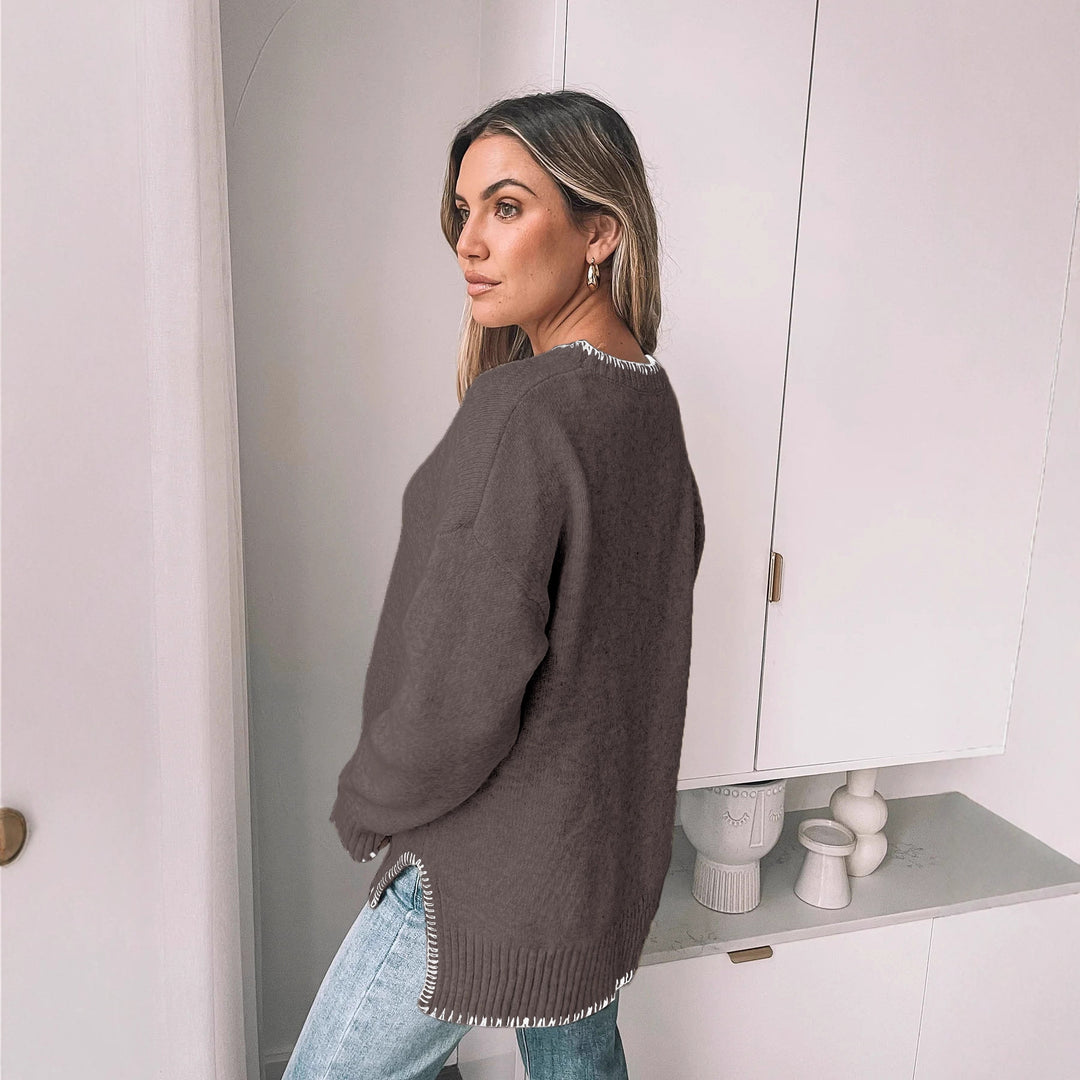 Damen Lässiger Strickpullover mit Rippdetails Shop Nory