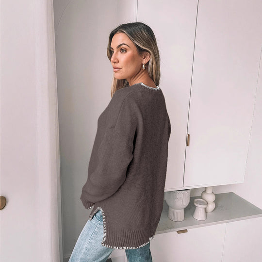 Damen Lässiger Strickpullover mit Rippdetails Shop Nory
