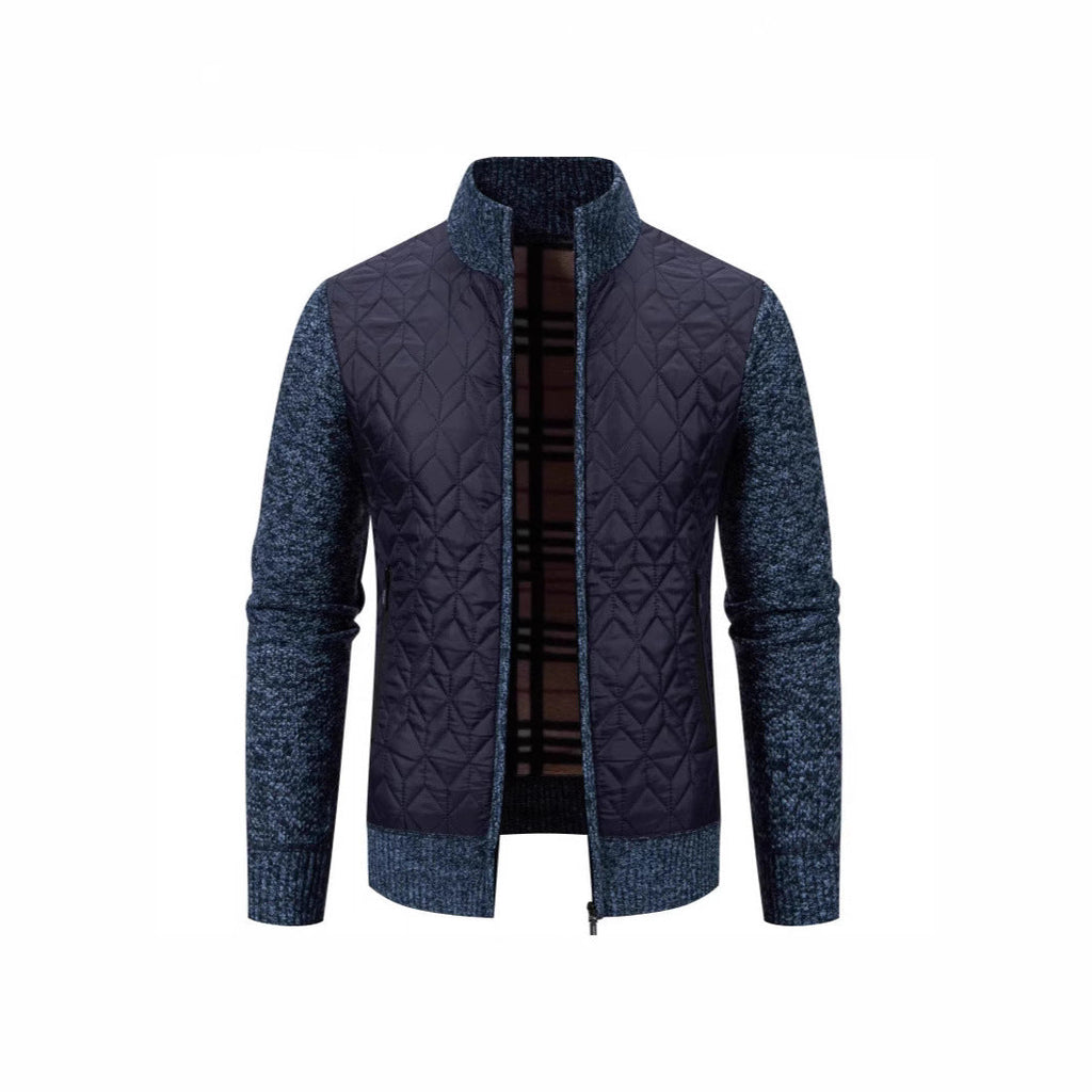 Herren Steppjacke mit hohem Kragen und eleganter Strickästhetik Shopnory