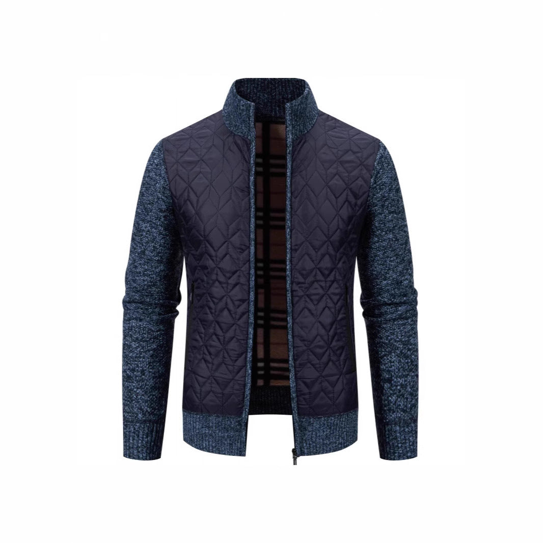 Herren Steppjacke mit hohem Kragen und eleganter Strickästhetik Shopnory