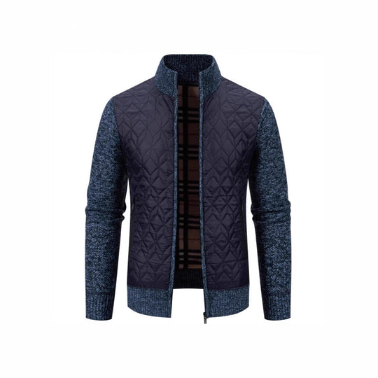 Herren Steppjacke mit hohem Kragen und eleganter Strickästhetik Shopnory