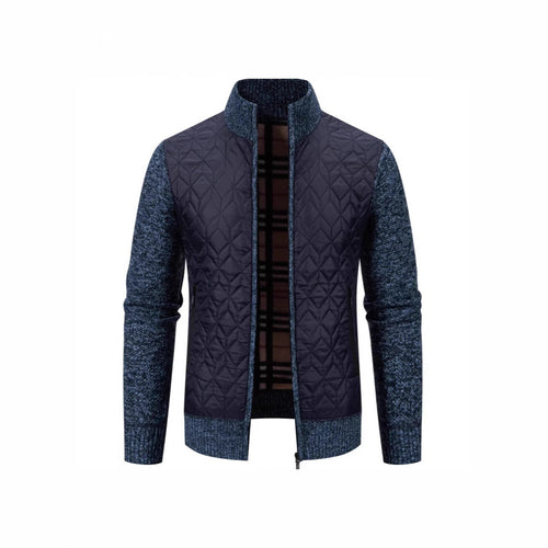 Herren Steppjacke mit hohem Kragen und eleganter Strickästhetik Shopnory