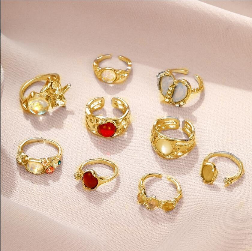Damen Ring-Set mit kreativen Designs und schillernden Edelsteinen Shop Nory