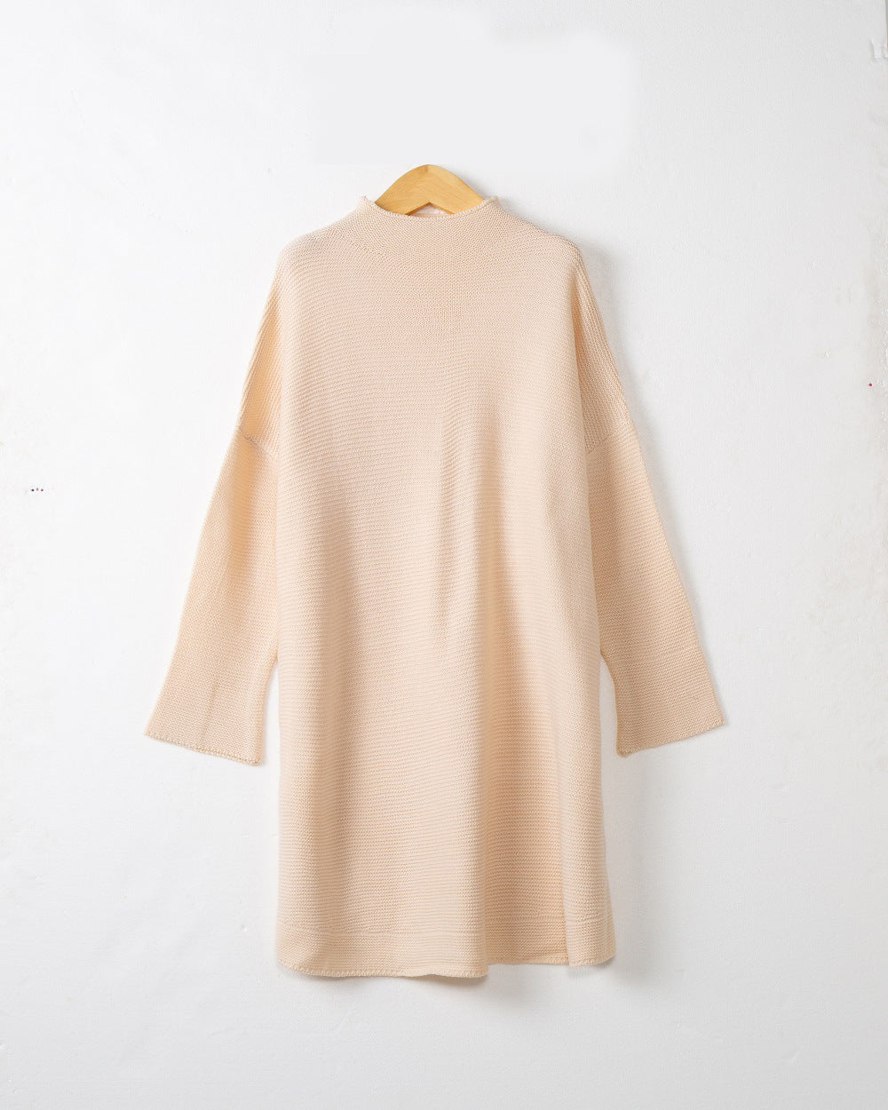 Damen Oversize Strick-Tunika mit kurzem Stehkragen und überschnittener Schulter Shop Nory