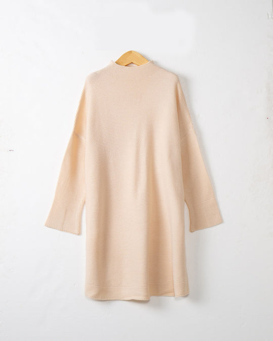 Damen Oversize Strick-Tunika mit kurzem Stehkragen und überschnittener Schulter Shop Nory