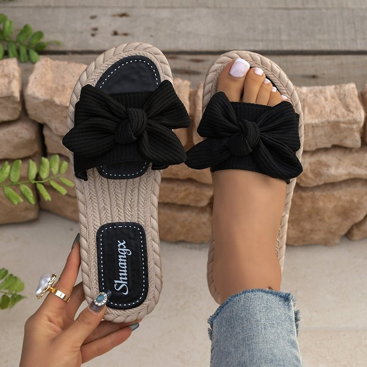 Damen modische Espadrilles mit dekorativem Schleifen-Detail
