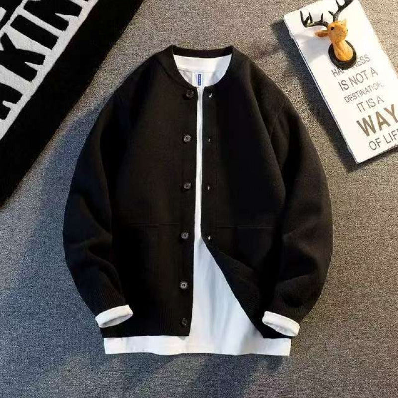 Unisex Feinstrick-Cardigan mit Rundhals, aufgesetzten Taschen und Rippbündchen Shop Nory