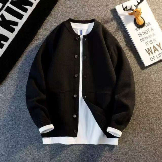 Unisex Feinstrick-Cardigan mit Rundhals, aufgesetzten Taschen und Rippbündchen Shop Nory