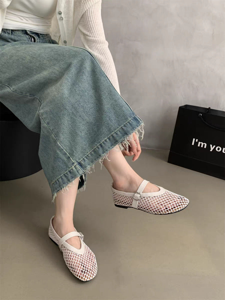Damen Mesh-Slipper mit verstellbarem Riemen