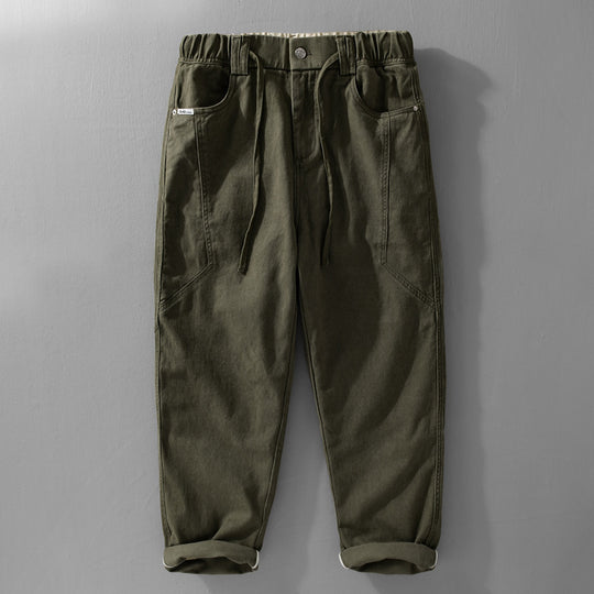 Herren Utility-Cargohose mit elastischem Bund, Tunnelzug und aufgesetzten Taschen Shop Nory