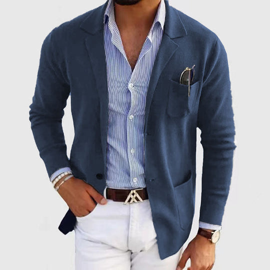 Herren sportlicher Strickblazer mit feiner Struktur und praktischen Taschen