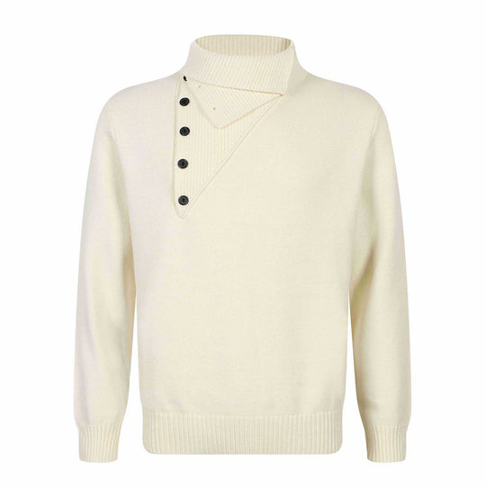 Herren Strickpullover mit asymmetrischer Knopfleiste und hohem Stehkragen Shop Nory