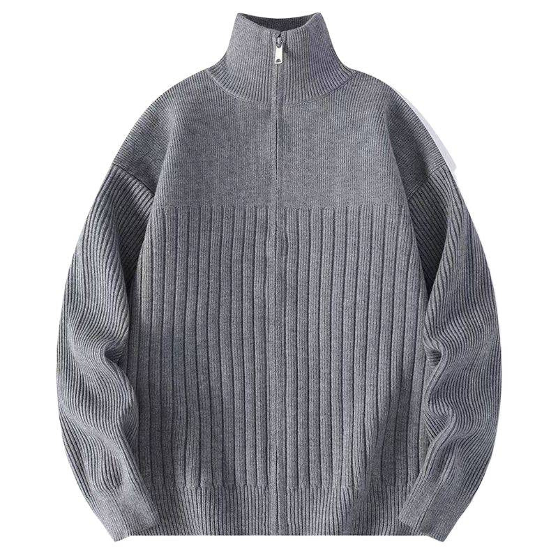 Herren Strukturierter Strickpullover mit halbem Reißverschluss und Rippenstruktur Shop Nory