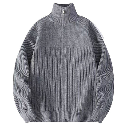 Herren Strukturierter Strickpullover mit halbem Reißverschluss und Rippenstruktur Shop Nory