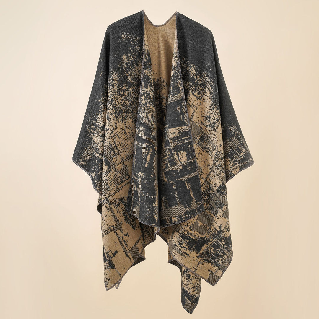 Damen Wollmix-Cape mit grafischem Jacquard, offenem Kimono-Fall und weichfallender Drapierung Shop Nory