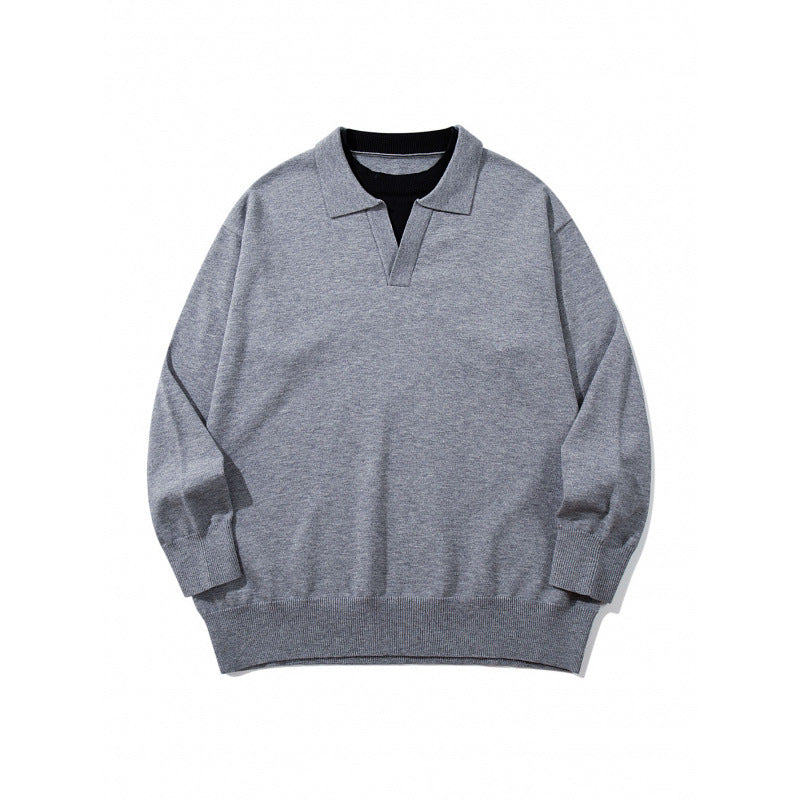 Unisex Oversize-Feinstrickpullover mit offenem Henley-Ausschnitt und kontrastiertem Innenkragen Shop Nory