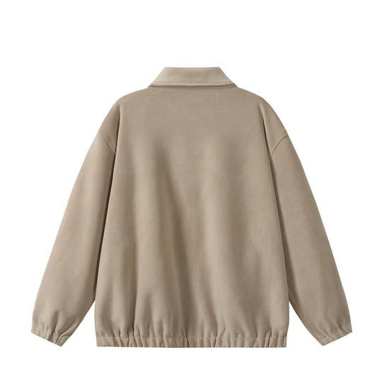 Unisex Fleece‑Blousonjacke im Boxy‑Cut mit Hemdkragen, durchgehendem Reißverschluss und elastischem Saum Shop Nory