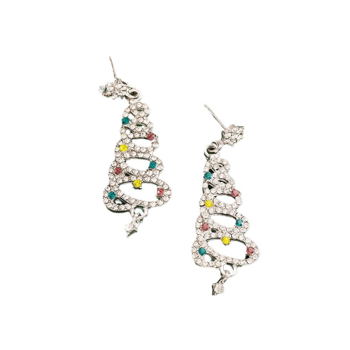 Damen Ohrringe im festlichen Baum-Design mit bunten Strasssteinen Shop Nory
