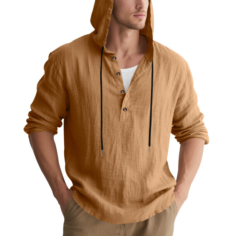Herren lässiges Kapuzenhemd mit Knopfleiste und hochwertigem Baumwollmaterial