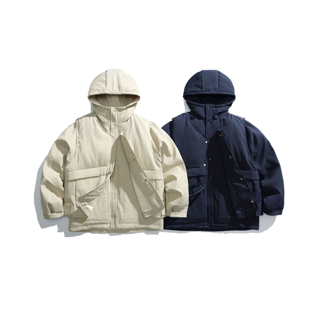Herren Steppjacke mit Kapuze und geripptem Strukturstoff Shop Nory