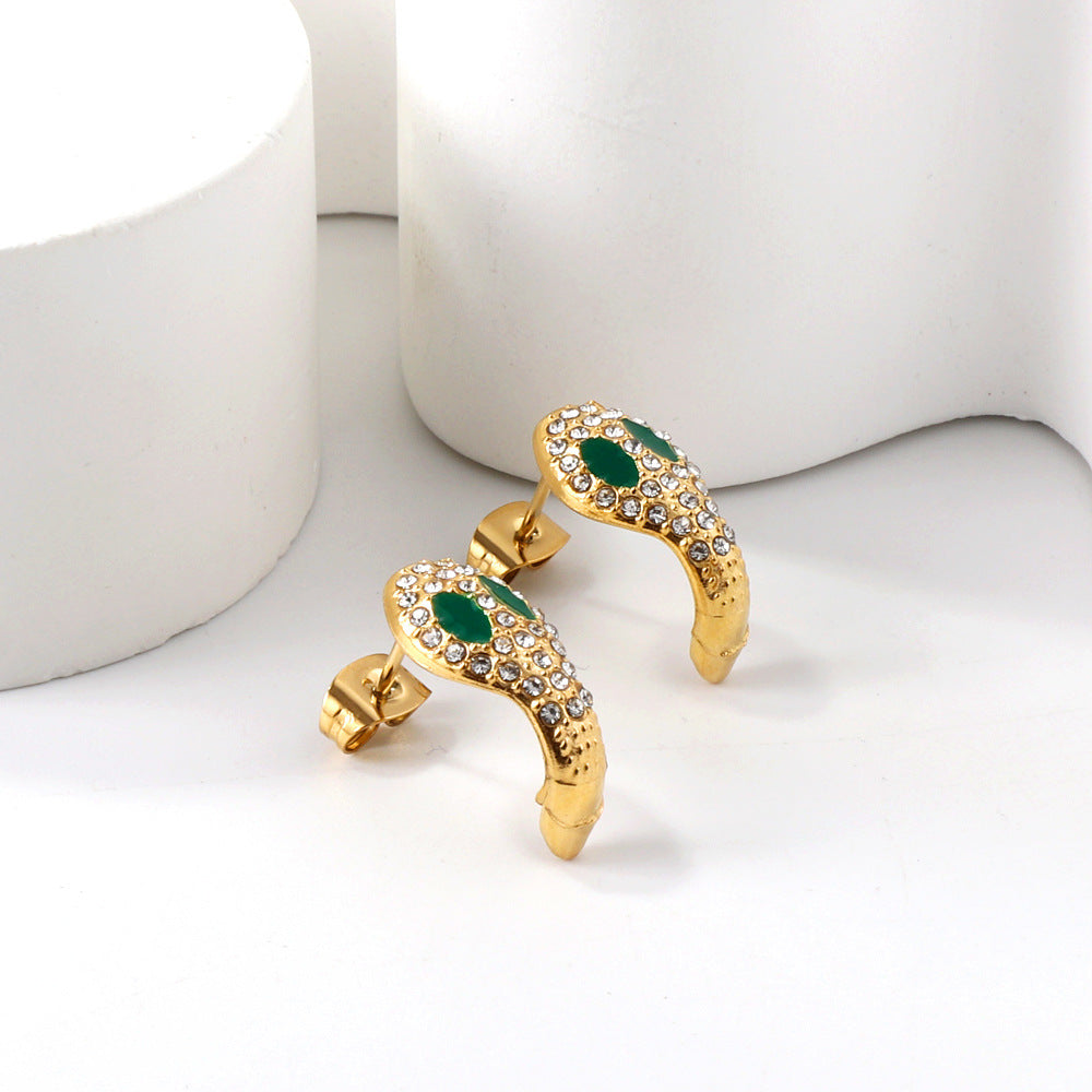Damen Ohrringe im Alien-Design mit funkelnden Kristallen Shop Nory