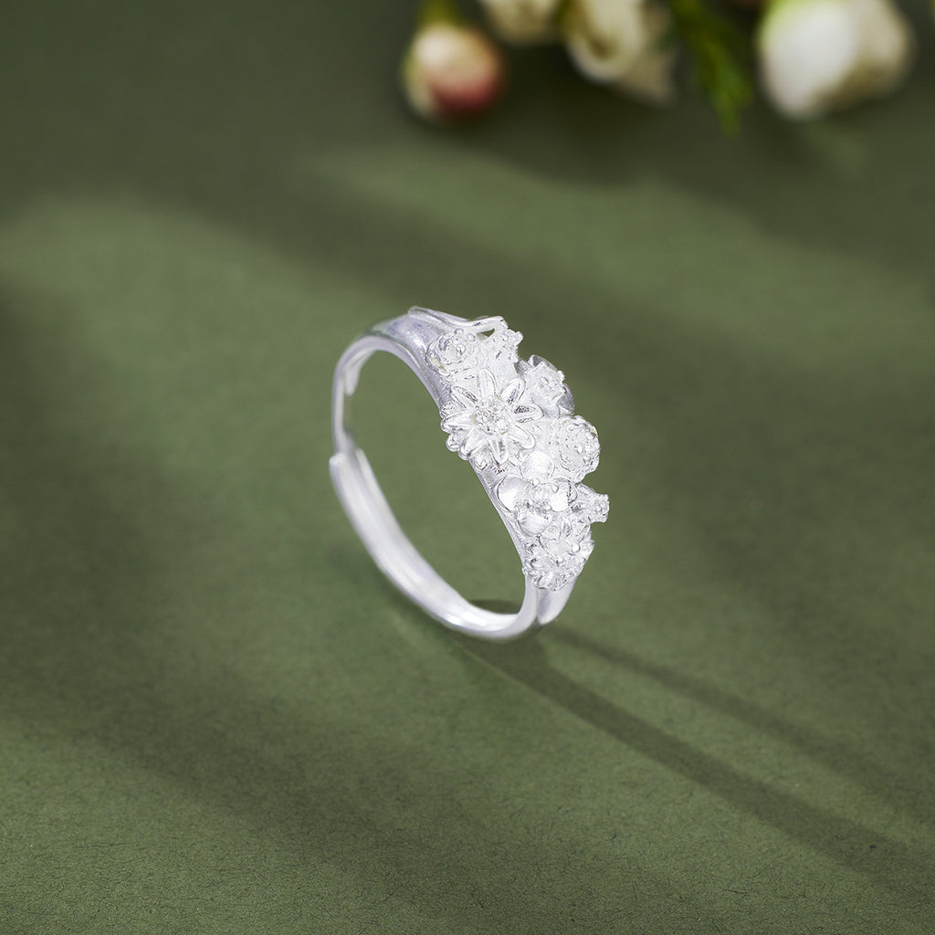 Damen exquisite Blumenschmuck Ring mit funkelnden Akzenten Shop Nory