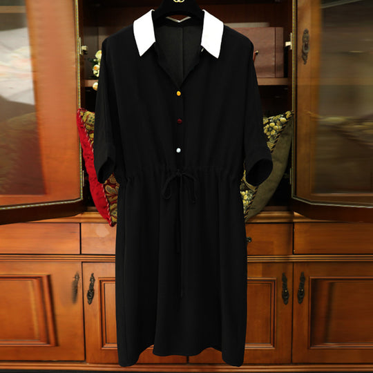 Damen Modisches Hemdkleid mit Taillenzug Shop Nory