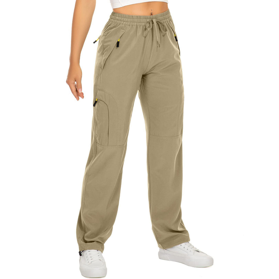 Damen nan lässige Cargo-Hose mit Elastikbund Tunnelzug und Reißverschlusstaschen Shop Nory