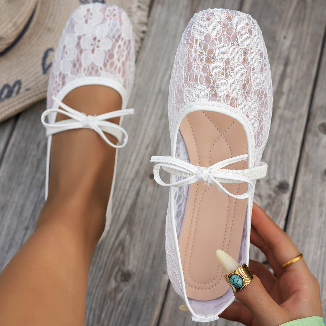 Damen elegante Ballerinas mit floralen Applikationen und rutschfester Sohle