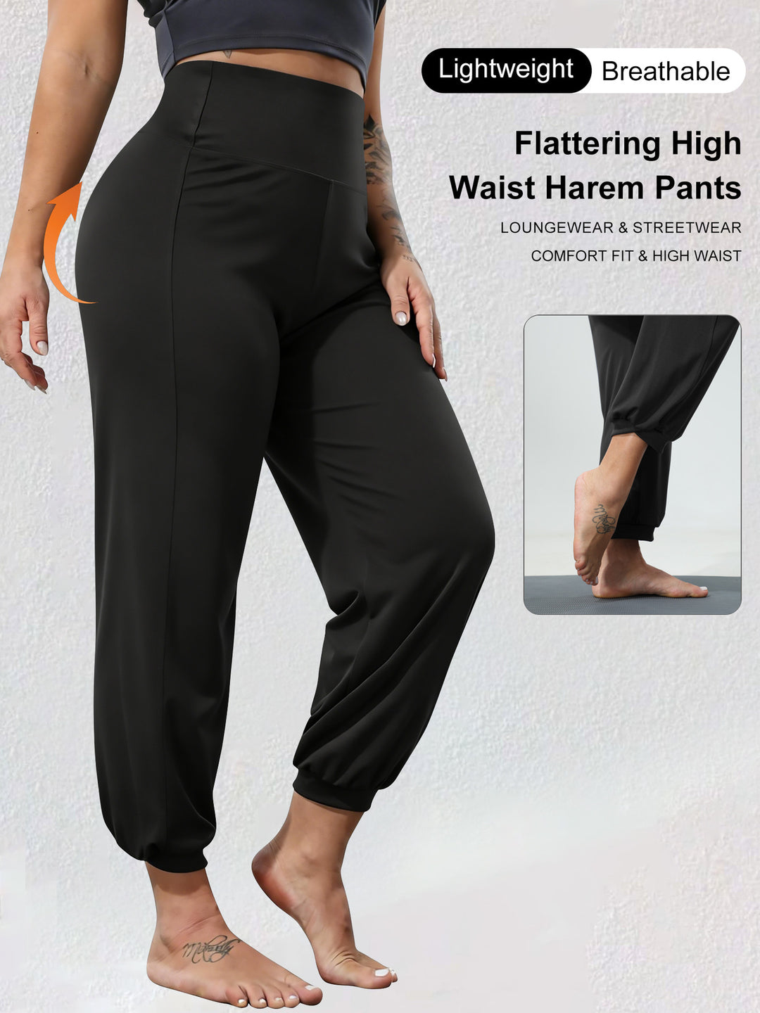 Damen Harem-Loungehose mit hoher Taille, taillierendem Schnitt und elastischen Bündchen Shopy Nory