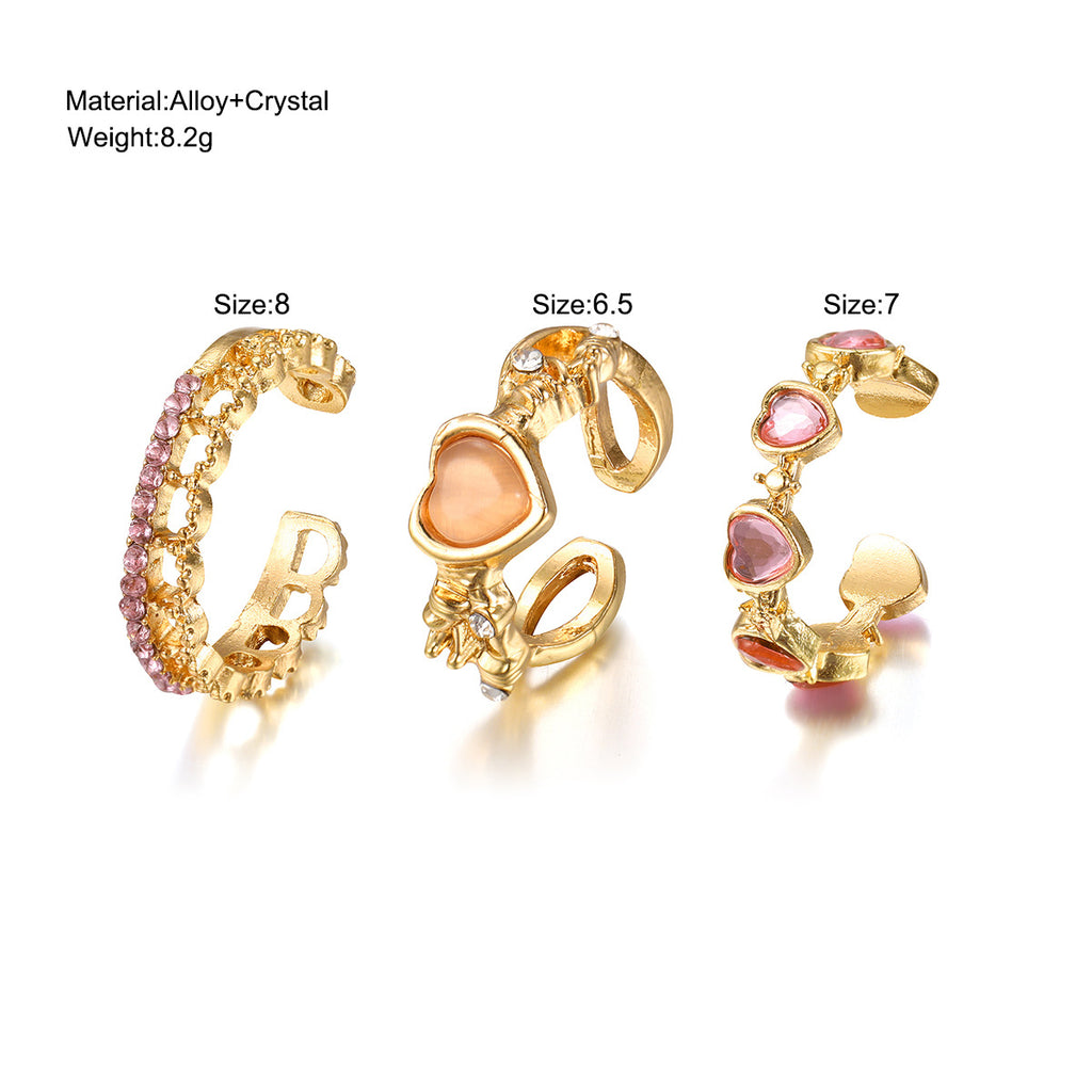 Damen Ring-Set mit herzförmigen und floralem Design Shop Nory