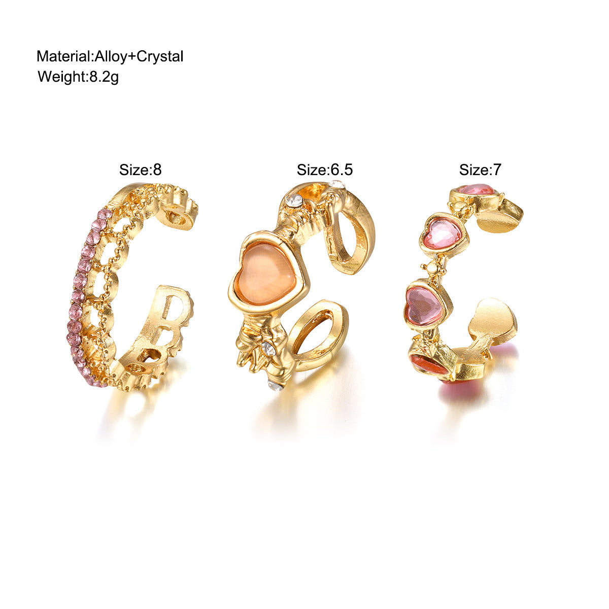 Damen Ring-Set mit herzförmigen und floralem Design Shop Nory