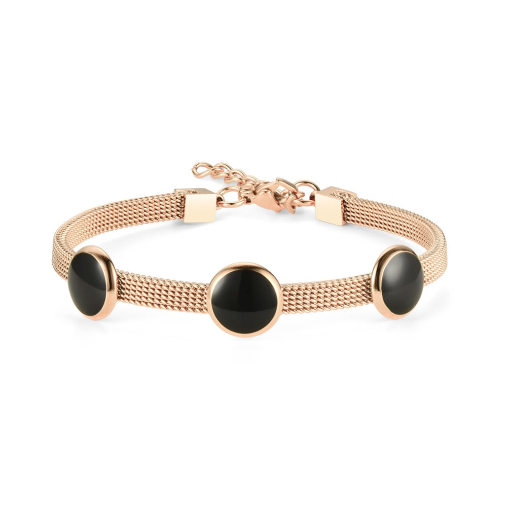 Damen Armband mit elegantem Mesh-Design und markanten Onyx-Stein-Elementen Shop Nory