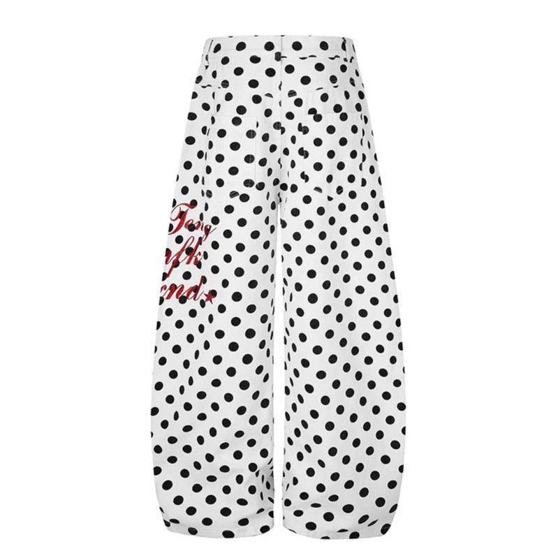 Damen Weite Culotte-Jeans mit Polka-Dot, ballonförmigem Saum und hoher Taille Shop Nory
