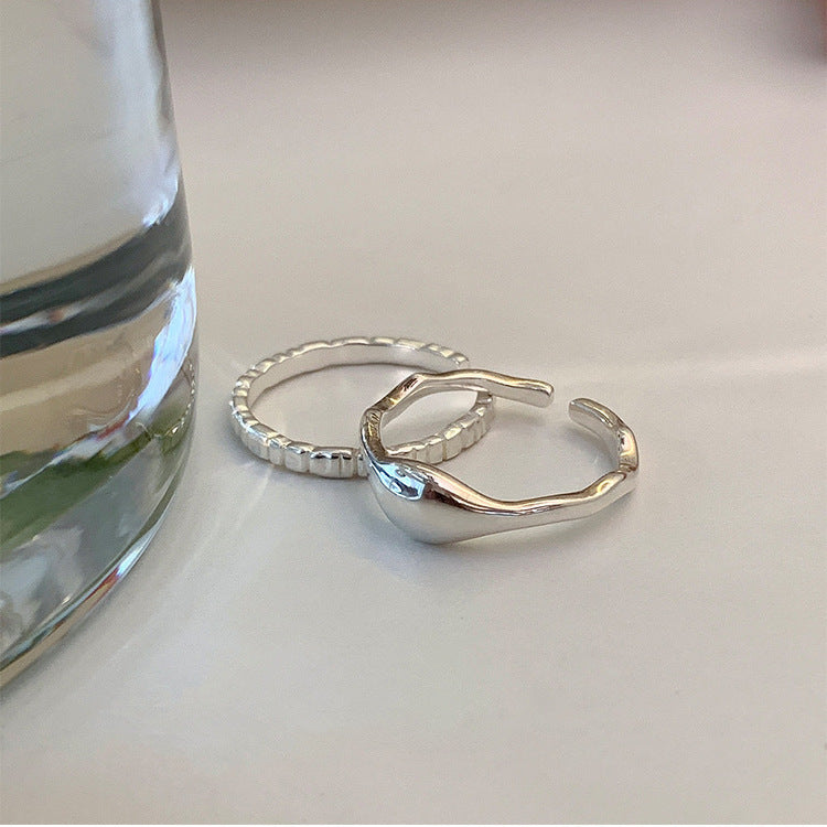 Damen Offener Silberring mit minimalistischen Herzverzierungen Shop Nory
