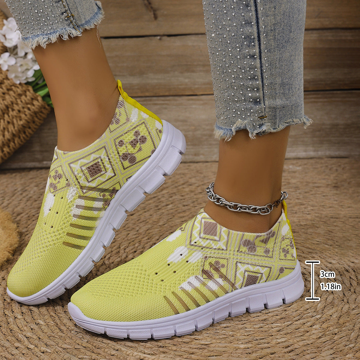 Damen moderne Slip-On Sneakers mit atmungsaktivem Stretch-Obermaterial