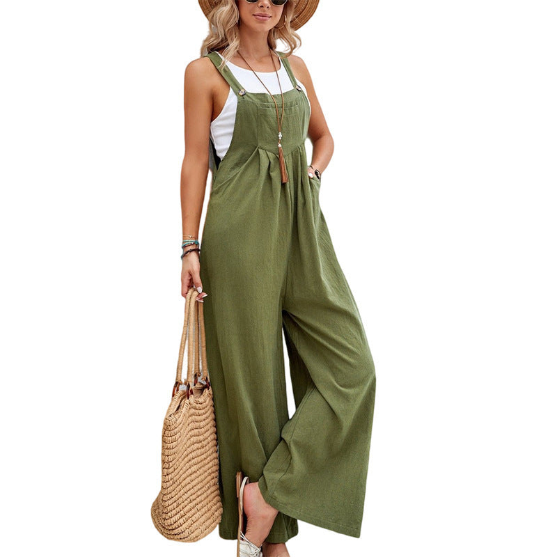 Damen Lässiger Jumpsuit mit weitem Bein und verstellbaren Trägern