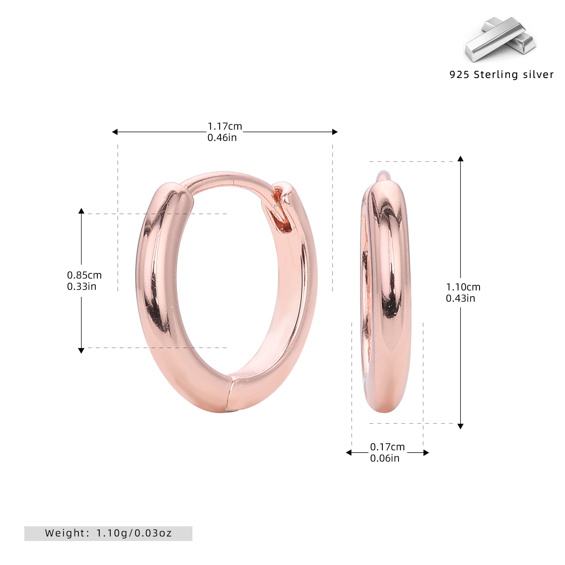 Damen Ohrcreolen mit modernem, minimalistischem Design aus hochwertigem 925 Sterling Silber Shop Nory