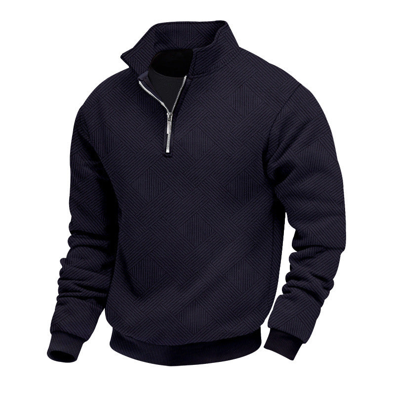 Herren Halbzip-Strickpullover mit geometrischer Struktur und Stehkragen Shop Nory
