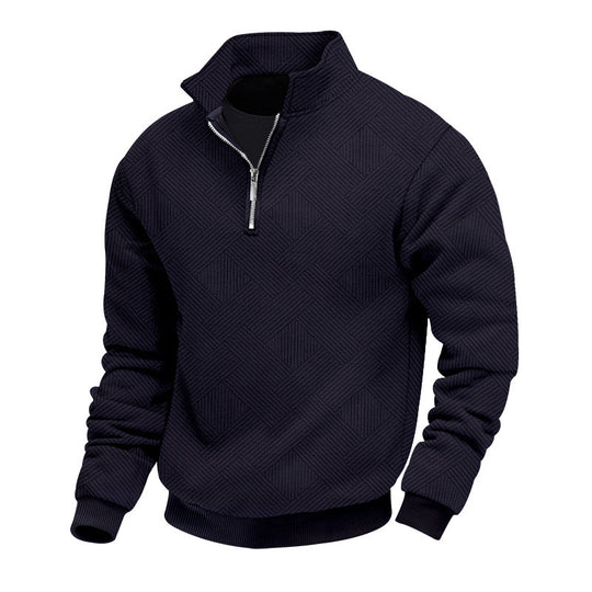 Herren Halbzip-Strickpullover mit geometrischer Struktur und Stehkragen Shop Nory