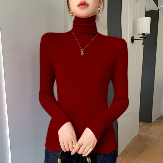 Damen Schlanker Feinstrickpullover mit hohem Rollkragen und feiner Rippstruktur Shop Nory