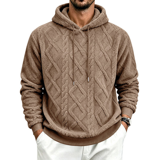 Herren Kuscheliger Sherpa-Kapuzenpullover mit Zopfstruktur und Rippbündchen Shop Nory
