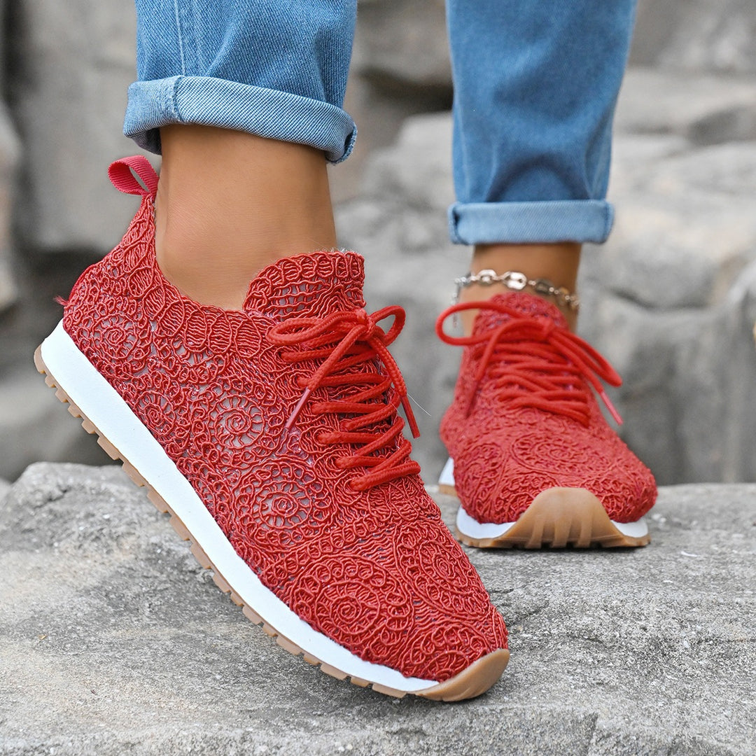 Damen Leichte Sneaker mit Häkelspitzen-Obermaterial und profilierter Gummisohle Shop Nory