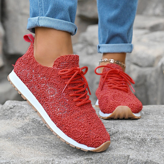Damen Leichte Sneaker mit Häkelspitzen-Obermaterial und profilierter Gummisohle Shop Nory