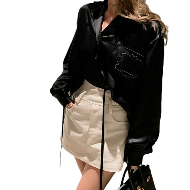 Damen Elegantes Satin-Hemd Shop Nory