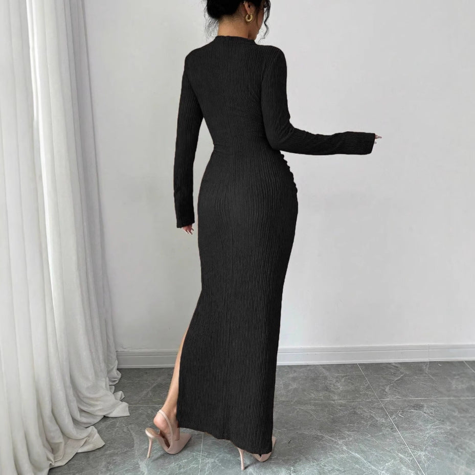 Damen Midikleid mit Cut-Outs Rippstruktur und seitlichem Schlitz Shop Nory
