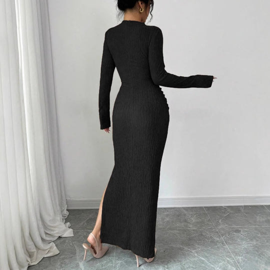 Damen Midikleid mit Cut-Outs Rippstruktur und seitlichem Schlitz Shop Nory