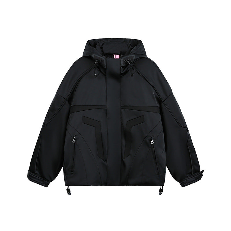 Unisex technische wattierte Kapuzenjacke mit Utility-Taschen und verstellbarem Saum Shop Nory
