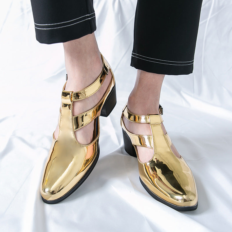 Damen Elegante Metallic Heels mit verstellbarem Riemen Shopnory