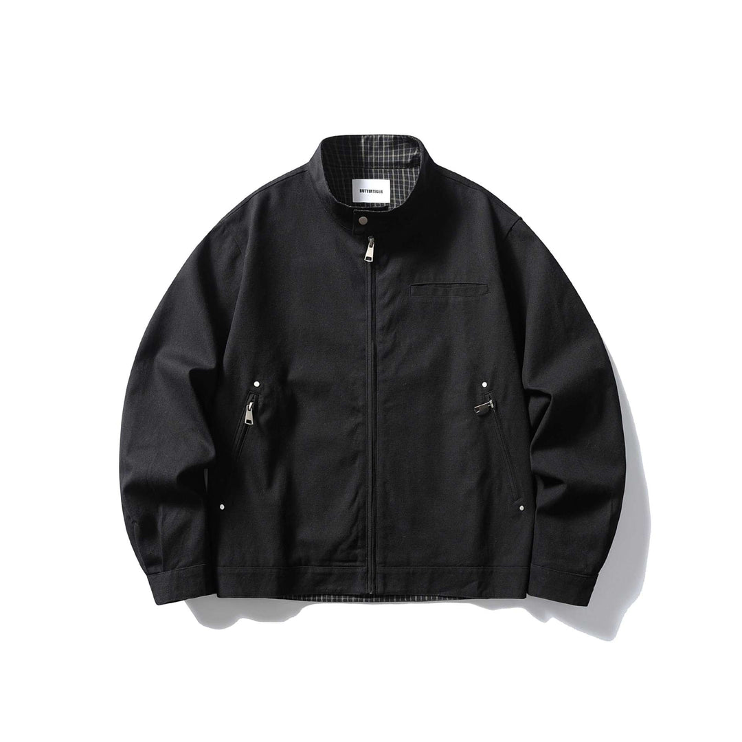 Herren Kurzjacke mit Stehkragen, verdecktem Reißverschluss und karierter Innenfütterung Shop Nory